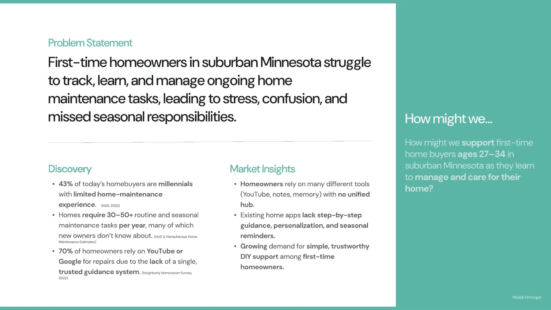 HomeKeep problem statement, discovery findings, market insights, and design question