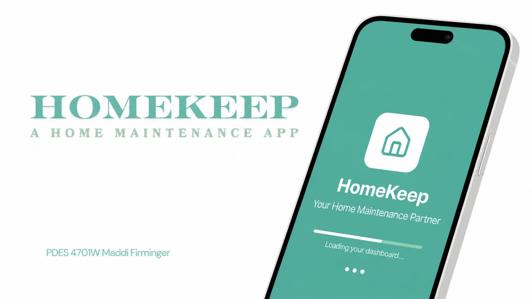 HomeKeep closing slide with app mockup and teal wordmark
