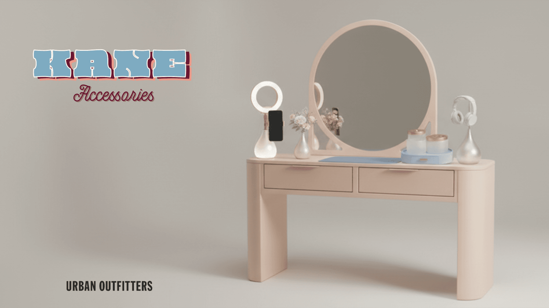 Kane Accessories hero scene on vanity with mirror and coordinated products