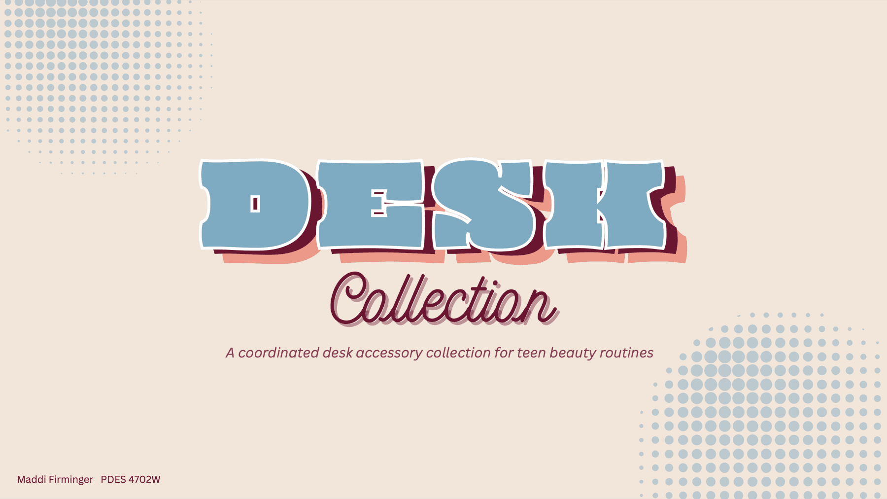 Desk Collection title slide introducing Kane and project framing