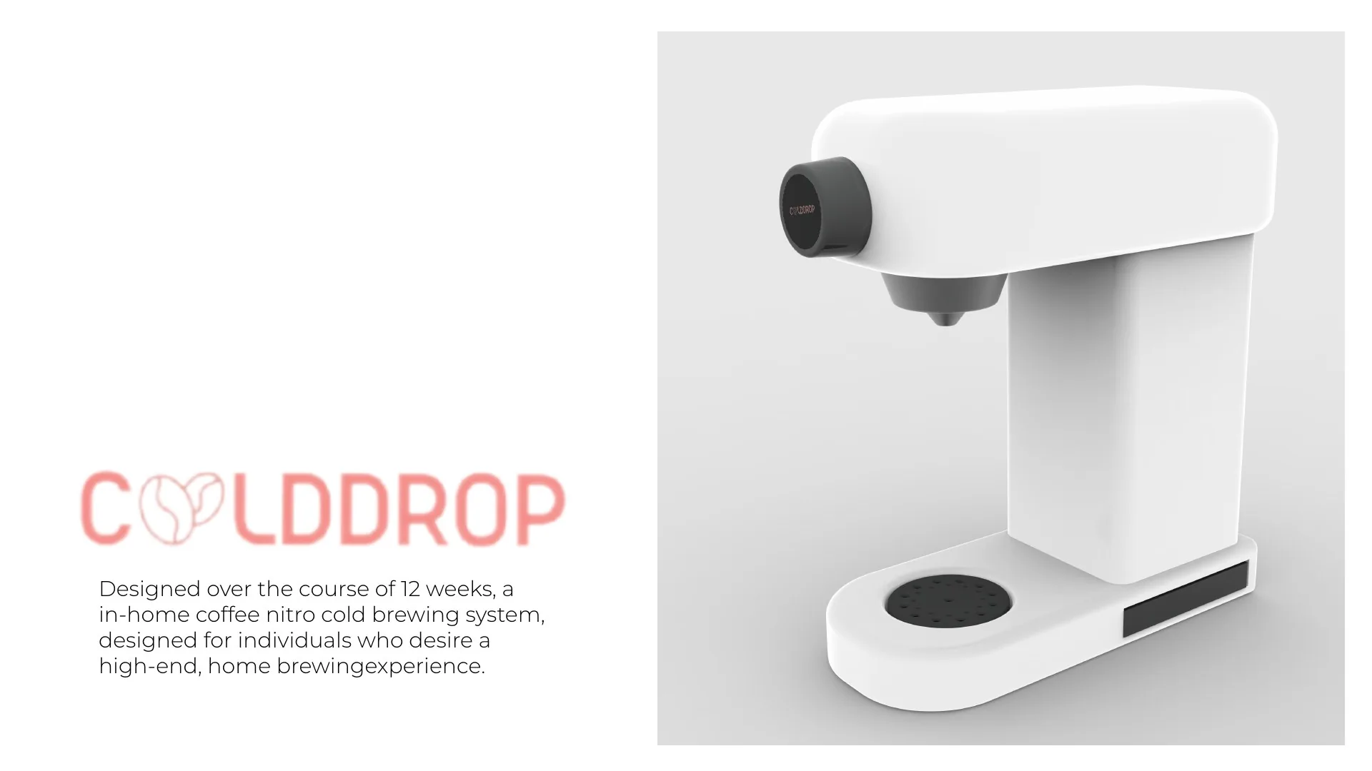 ColdDrop presentation cover with the compact white countertop nitro coffee machine