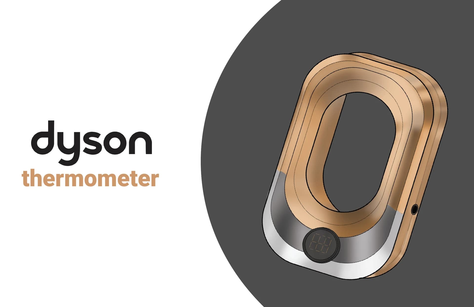 Dyson Thermometer presentation cover with the bronze and silver handheld concept