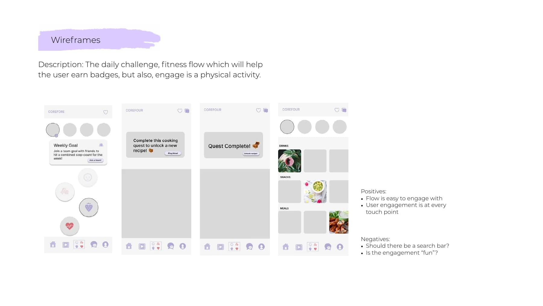 CoreFour content and Reels wireframes