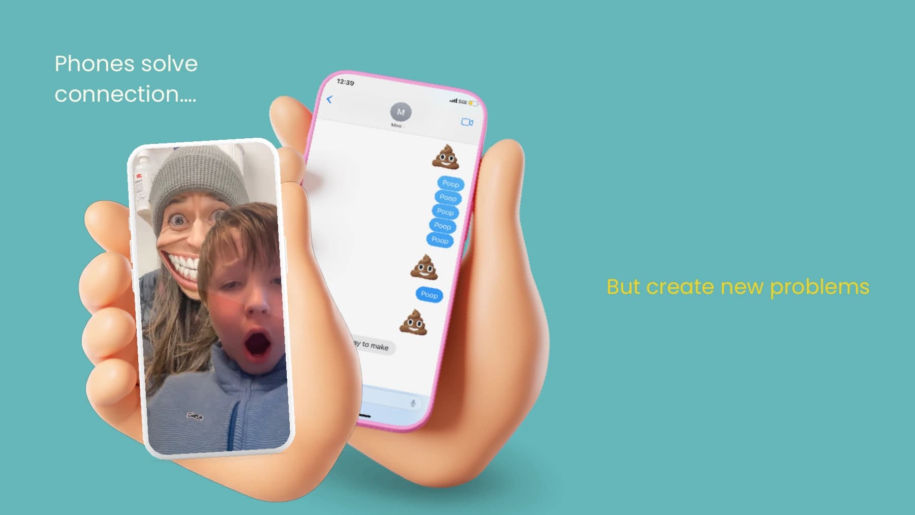Kiko framing slide contrasting connection benefits and phone distractions