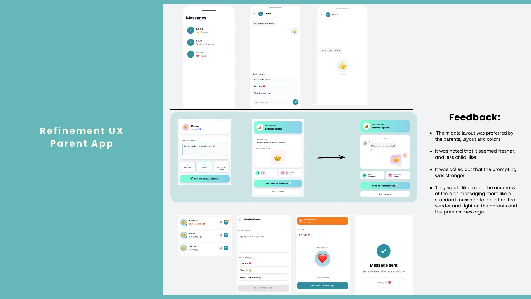Kiko parent app UX alternatives and participant feedback