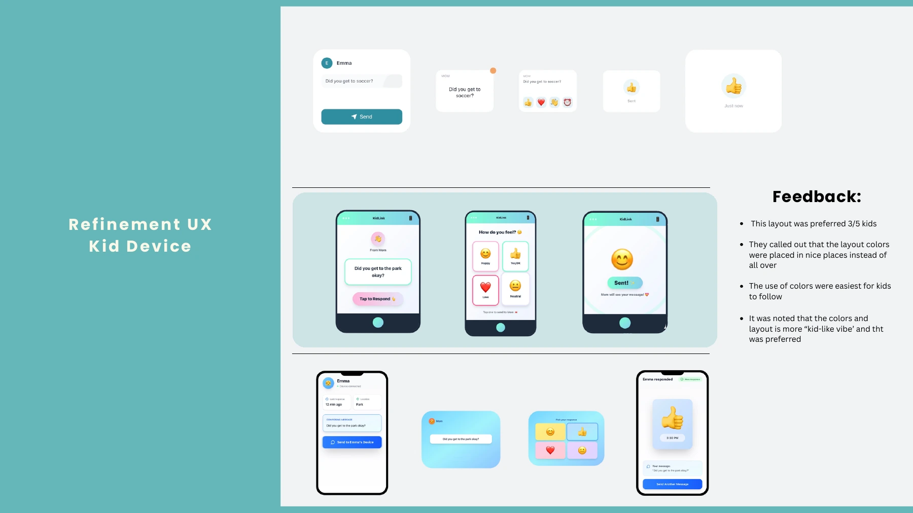 Kiko child-device UX alternatives and participant feedback