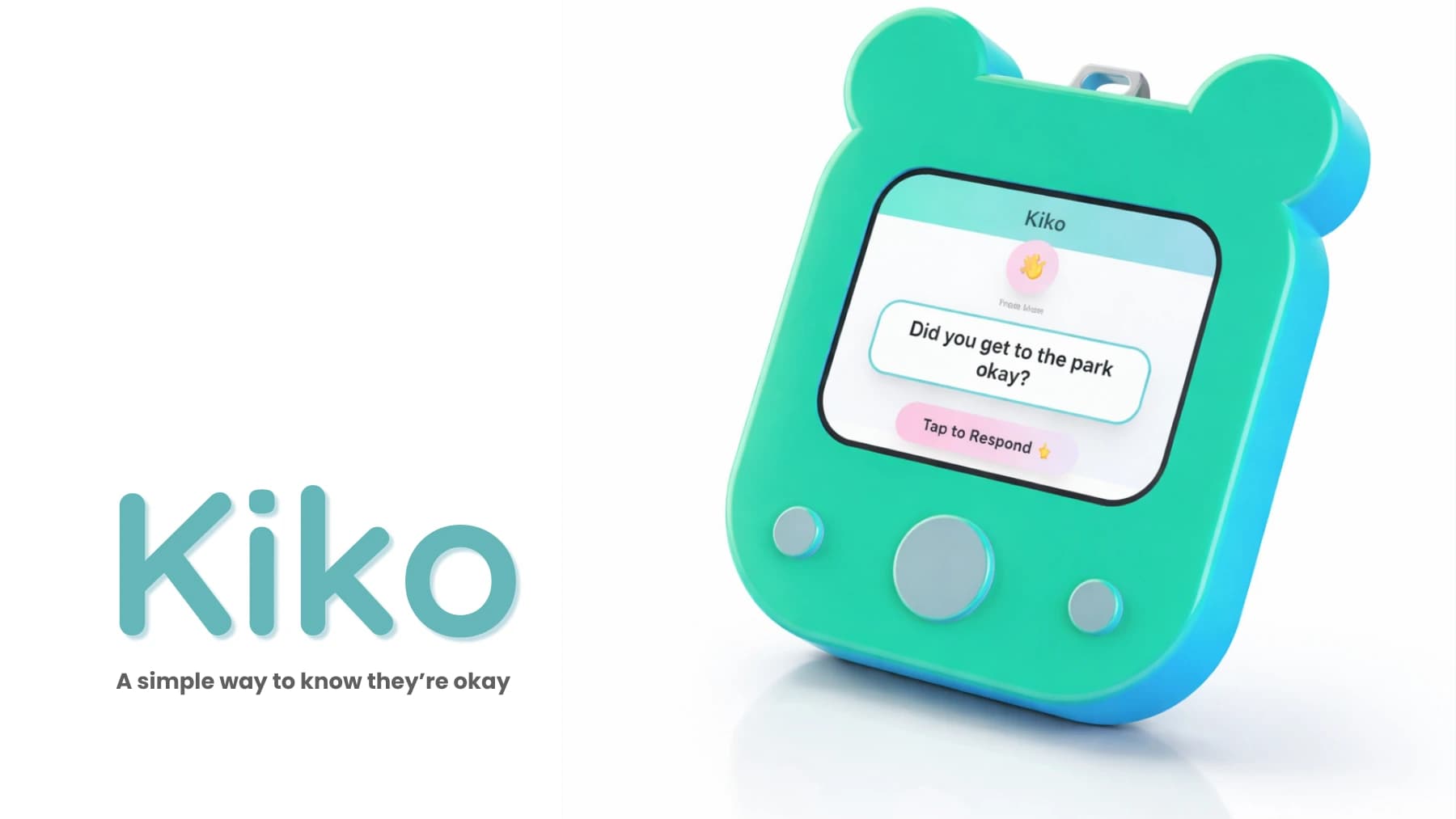 Final Kiko identity and teal keychain device render